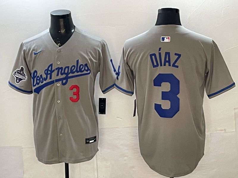 Men 2026 Los Angeles Dodgers #3 Diaz Grey Game Nike MLB Jersey style 0056->los angeles dodgers->MLB Jersey